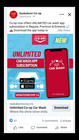 Co-op Car Wash App subscription screen